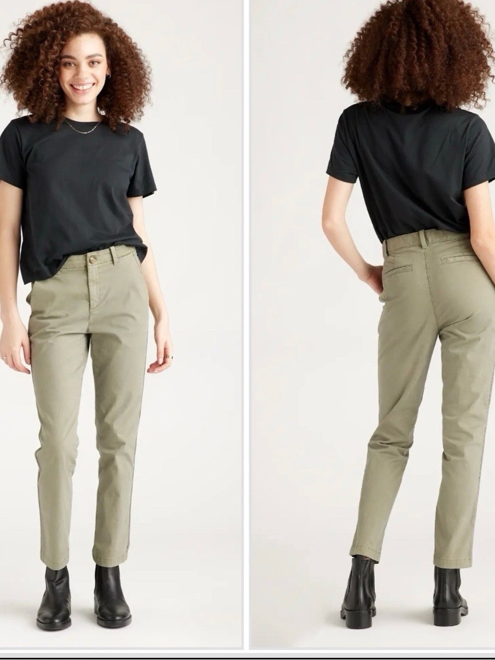 Quince Stretch Cotton Twill Girlfriend Chino Pants Olive Green Women Size 32 NEW